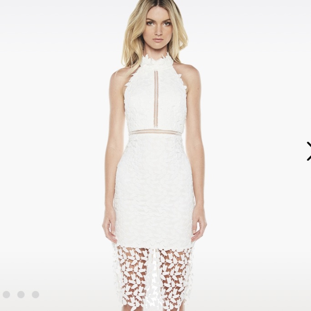 Bardot white lace midi dress